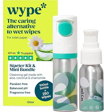 Wype Flushable Wet Wipe Alternative Starter Kit Mini Bundle 100ml 30ml