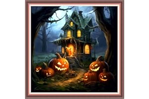 Joyhoor Cross Stitch Kits for Beginners Stamped Cross-Stitch Supplies Needlework preprint Embroidery Kits for Adults DIY Needlepoint Kits Embroidery Patterns 11CT-Magic House 18.x18 inch