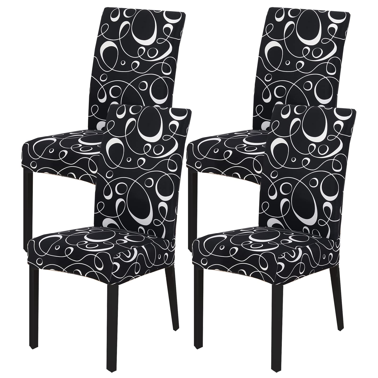 HZDHCLH Chair Covers Slipcovers 4/6 PCs Stretch Removable Washable Short Dining Chair Protector Cover Seat for Hotel,Dining Room,Ceremony（elegant，4 PCS）