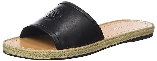 Tommy Hilfiger Damen Leather Flat Mule Peeptoe Sandalen