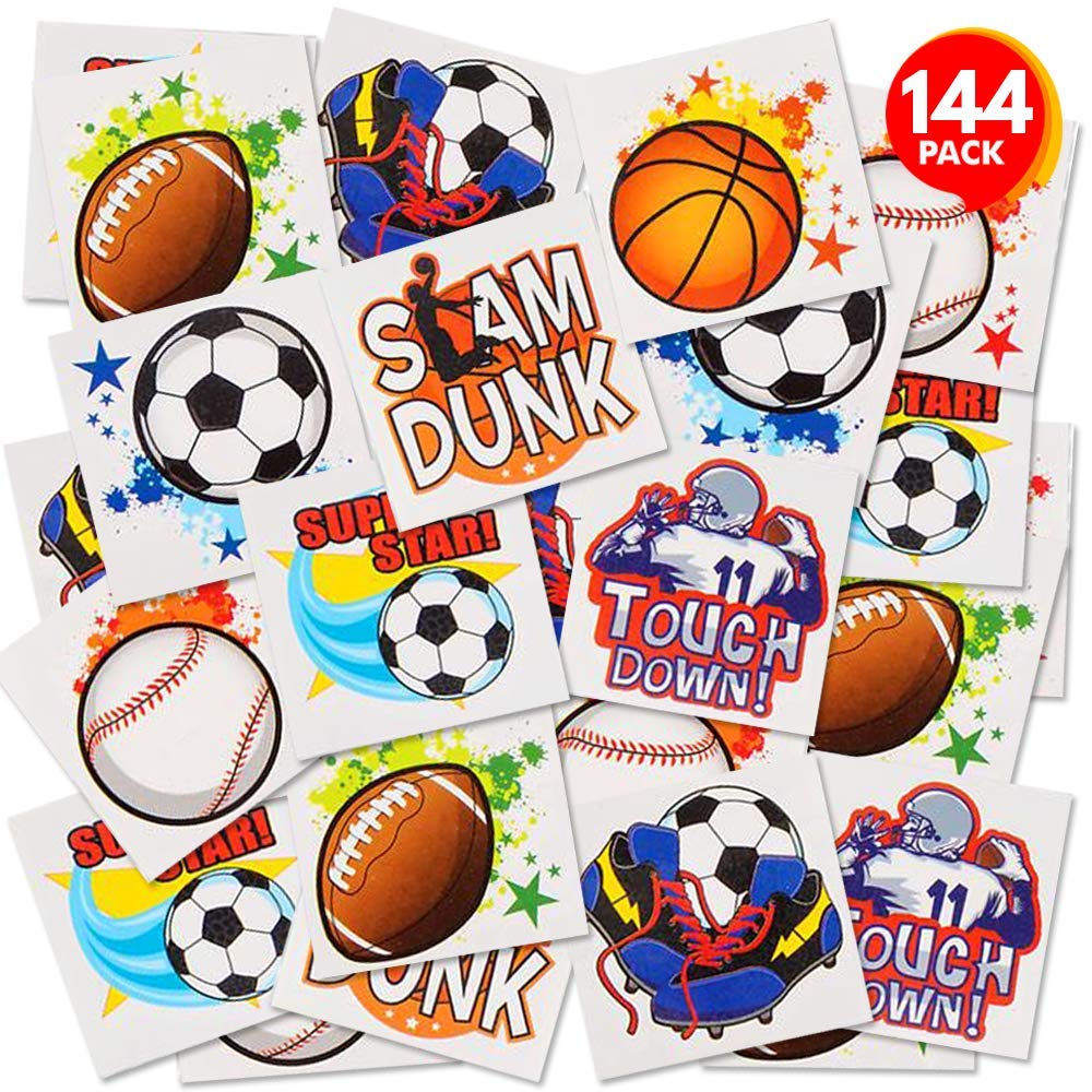 ArtCreativity Sports Temporary Tattoos for Kids Bulk Pack of 144 in