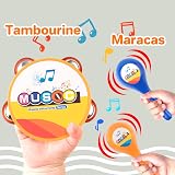 deAO Musical Instruments Toy Drum Set Trumpet Flute Harmonica Kids Beginners view 3