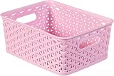 Curver My Style Rattan Effect 4 x 4 Litre Storage Baskets Pink view 2