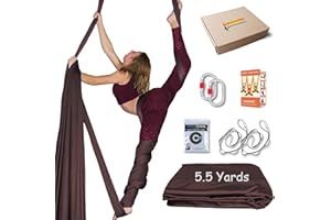 Luceinvita Aerial Yoga Hammock 5.5 Yards Aerial Silks for Home Premium Nylon Silk for Gymnastics Fitness Anti-Gravity Flying Kit Include Hardware