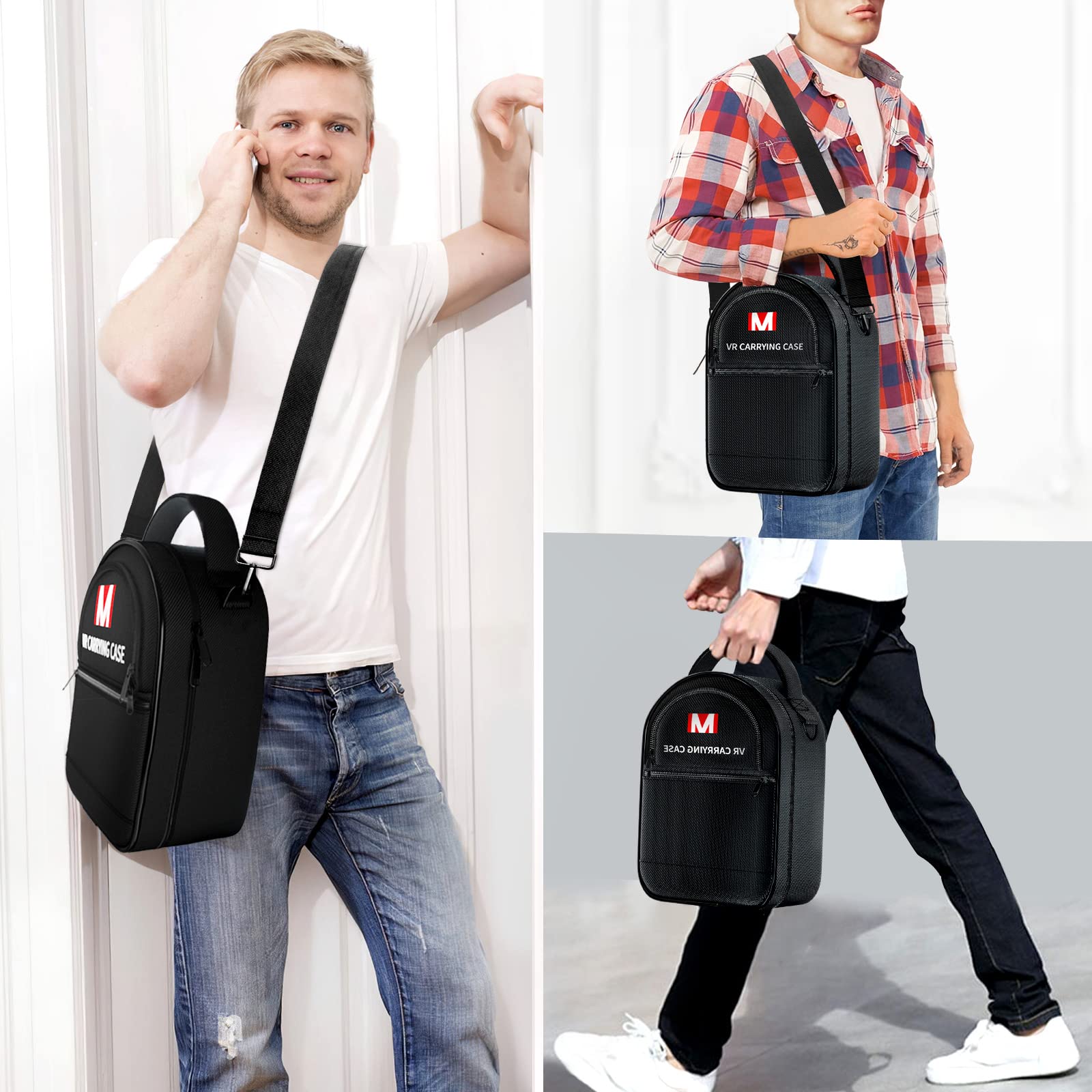 TOENNESEN Hard Carrying Case for Meta Quest 3/Oculus Quest 2/Vision Pro VR Headset with Elite Strap, Touch Controllers & Other Accessories, with Strap & Lens Protector, for Travel and Home Storage
