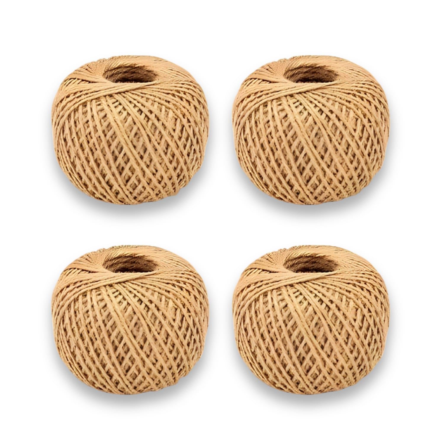 Pack of 4, Brown Cotton Twine String Balls for Arts & Crafts, Floristry, Kitchen, 48 m,