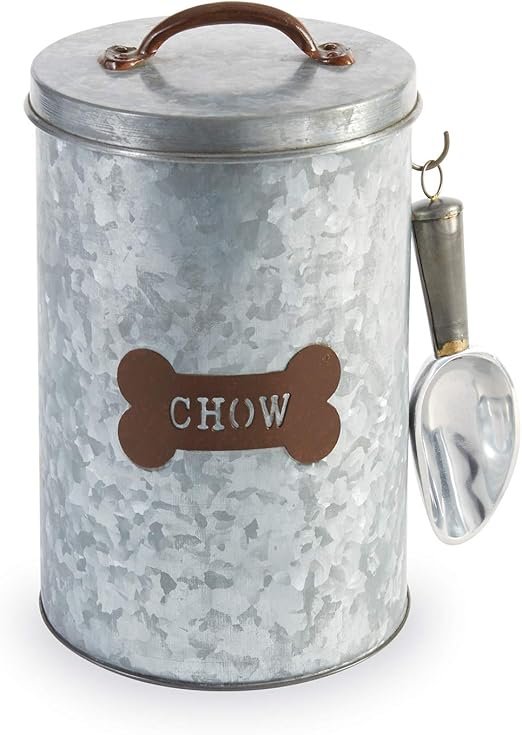 Mud Pie Galvanized Tin Storage Container Dog Food Canister