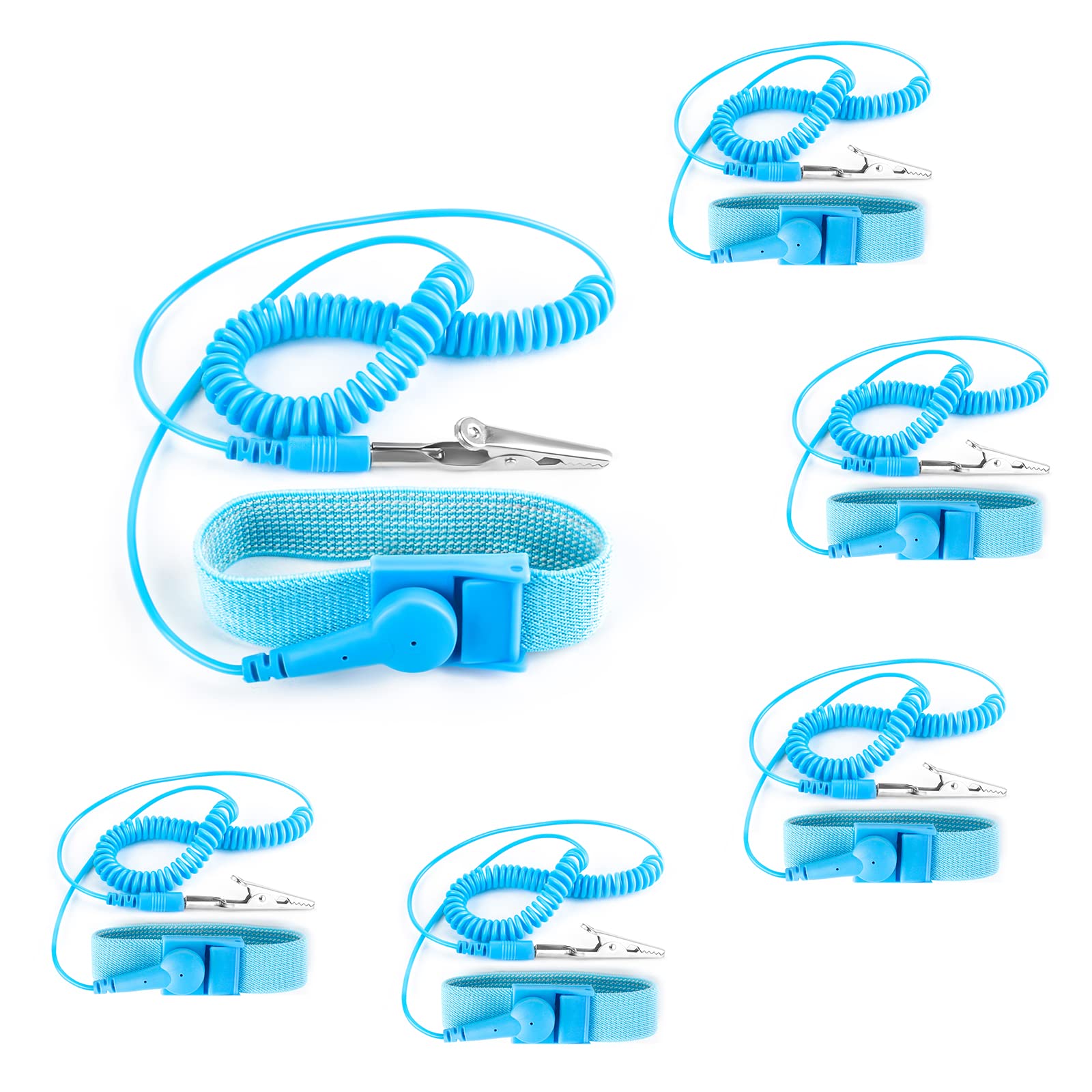 Anti-Static Wrist Strap, 6 Pcs ESD Adjustable Anti-Static Wristband with Alligator Clip for Sensitive Electronic Devices PC Telephones Against Electrostatic Discharge