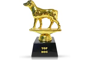 Vaulted Skulls & Co Top Dog Trophy | Dog Trophy Award | Gold Dog Competition Award | Sports Team Trophies | Funny Office Trophy | G.O.A.T Dog Trophy | Gold/Black | Small Trophy | 3”