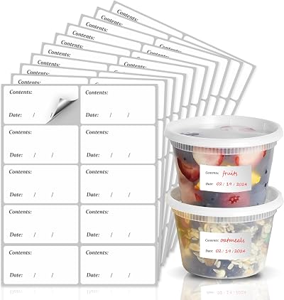 Drawlish Freezer Labels 300 6x3 cm White Sticky Labels Oil & Water Resistant