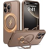 Dibrell Magnetic Unbreakable Stand for iPhone 16 Pro Max Case, [Anti-Slip] [Military-Grade Protection] [Compatible with MagSafe] Slim Translucent Matte Wireless Charging Phone Cover, Rose Gold