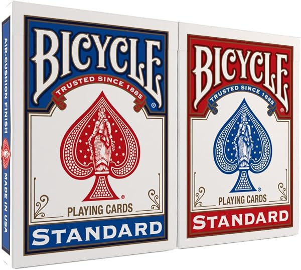 Bicycle Playing Cards 2 Pack Standard Poker Size Red and Blue | Air-cushion finish, Over 130 years trusted, 52 cards plus 2 J