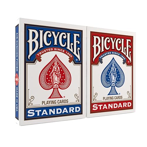 Bicycle Standard Playing Cards, Standard Poker Size Deck of Cards, Red & Blue (2 Pack), Classic Cards for Poker, Blackjack, Family Game Night & Card Games, Fun for All Ages
