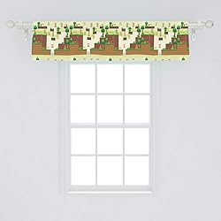 Ambesonne Arcade Window Valance, Ground Tiles Trees