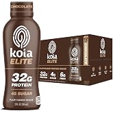 Koia Elite, Plant-Based Protein Shake with Prebiotic Fiber, Chocolate | Plant-Based Shake with 32 g of Protein and 6 g of Fiber, Smooth and Creamy Texture, On-the-Go Drink, Non-GMO and Dairy-Free