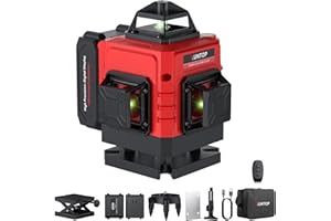 XUNTOP 16 Line 4 X 360° Laser Level(Class 2 Laser, 1mW Power Output) Pulse & Manual Mode Laser Level 30M/98Ft, Self-Leveling 