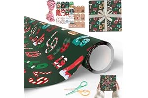 AOREK 67 Meme Christmas Gift Wrap, Kids Funny Six Seven Wrapping Paper, Unique Brain Rot Gen a Meme Holiday Gift Wrap Paper Roll, 19in Wide Birthday Xmas Santa Festive Present Wrapping Rolls(Green 36IN)