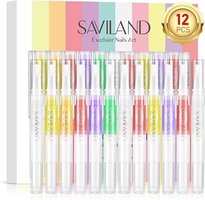 Saviland 12Pcs Cuticle Oil Pen Set with 12 Flavors Nail Care Kit