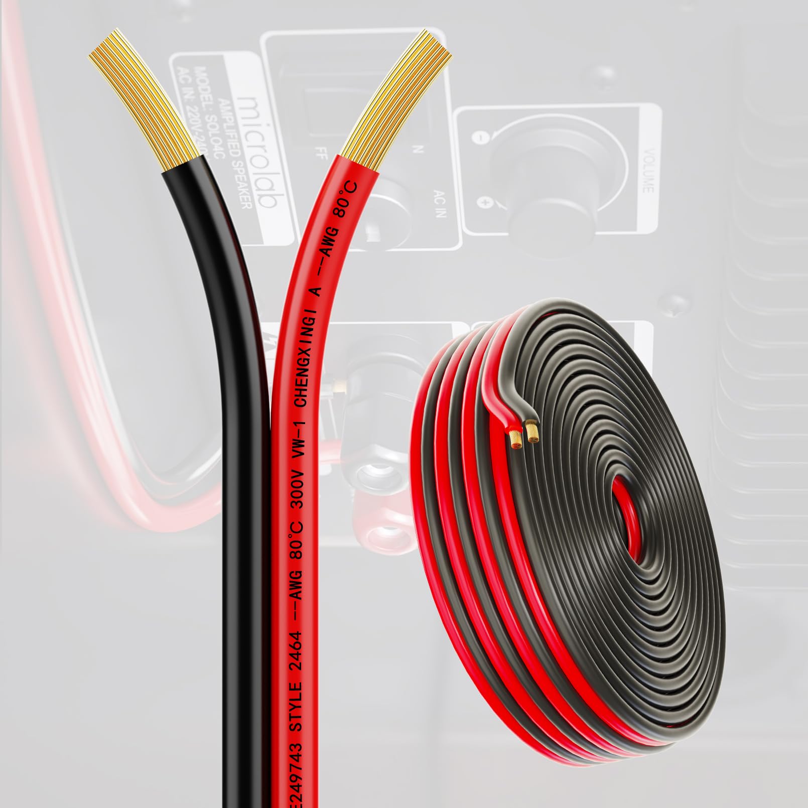 Piwaal 14AWG Spool 2.0mm² 50ft Per Spool 14 Gauge 2- Parallel Wire(Red 15M Black 15 M) Bare Copper Wire for LED Strips/Bulbs/Lamps.