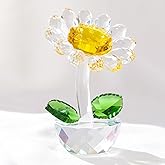 Movdyka Crystal Clear Sunflower Decor Figurine Unique Gifts for Women Mom Birthday Cute Sun Flowers Home Office Table Decor Collectible Crystal Flower Glass Paperweight