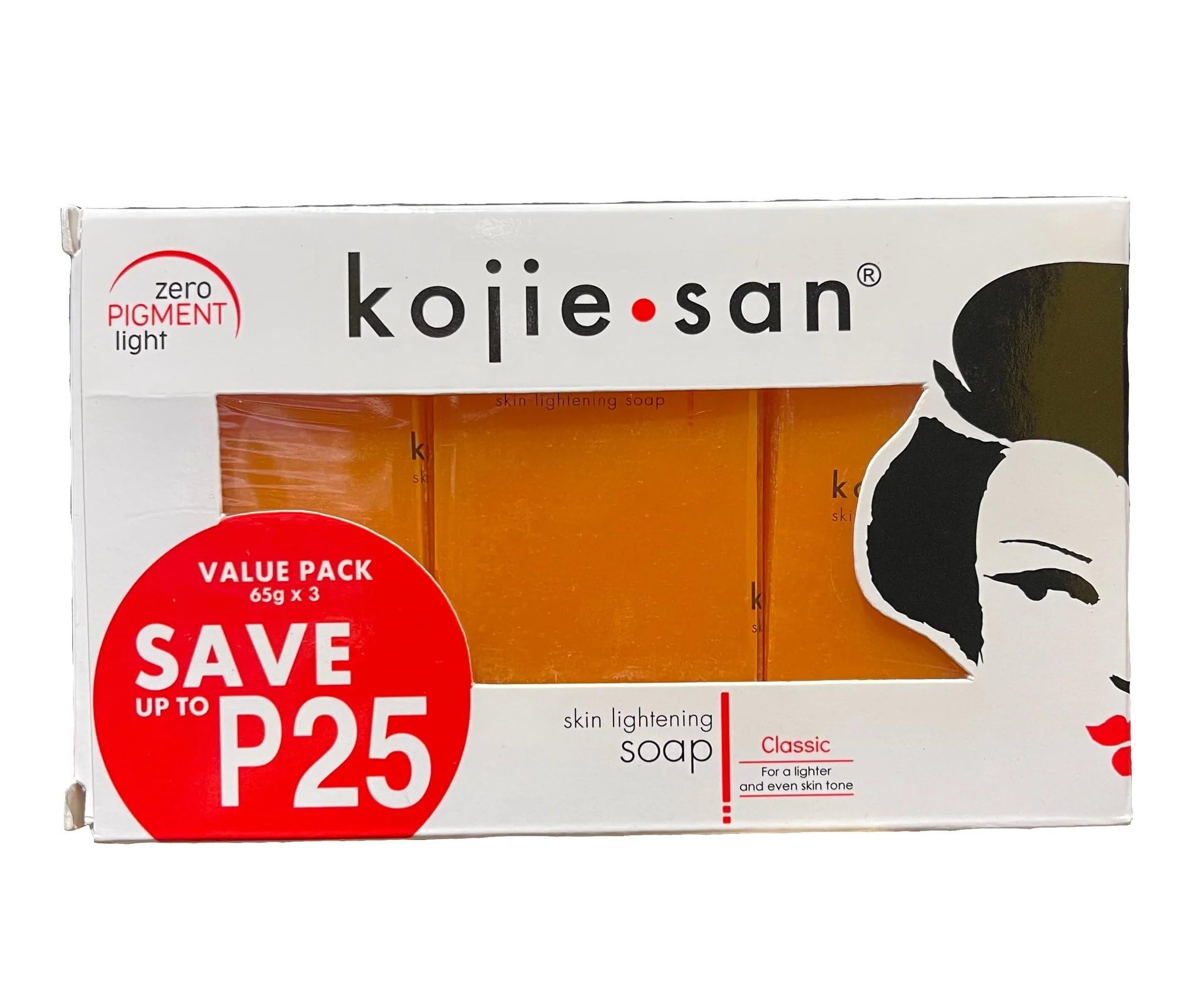 Kojie San Skin Lightening Kojic Acid Soap 3 Bars - 65g - Brightening and Even Skin Tone