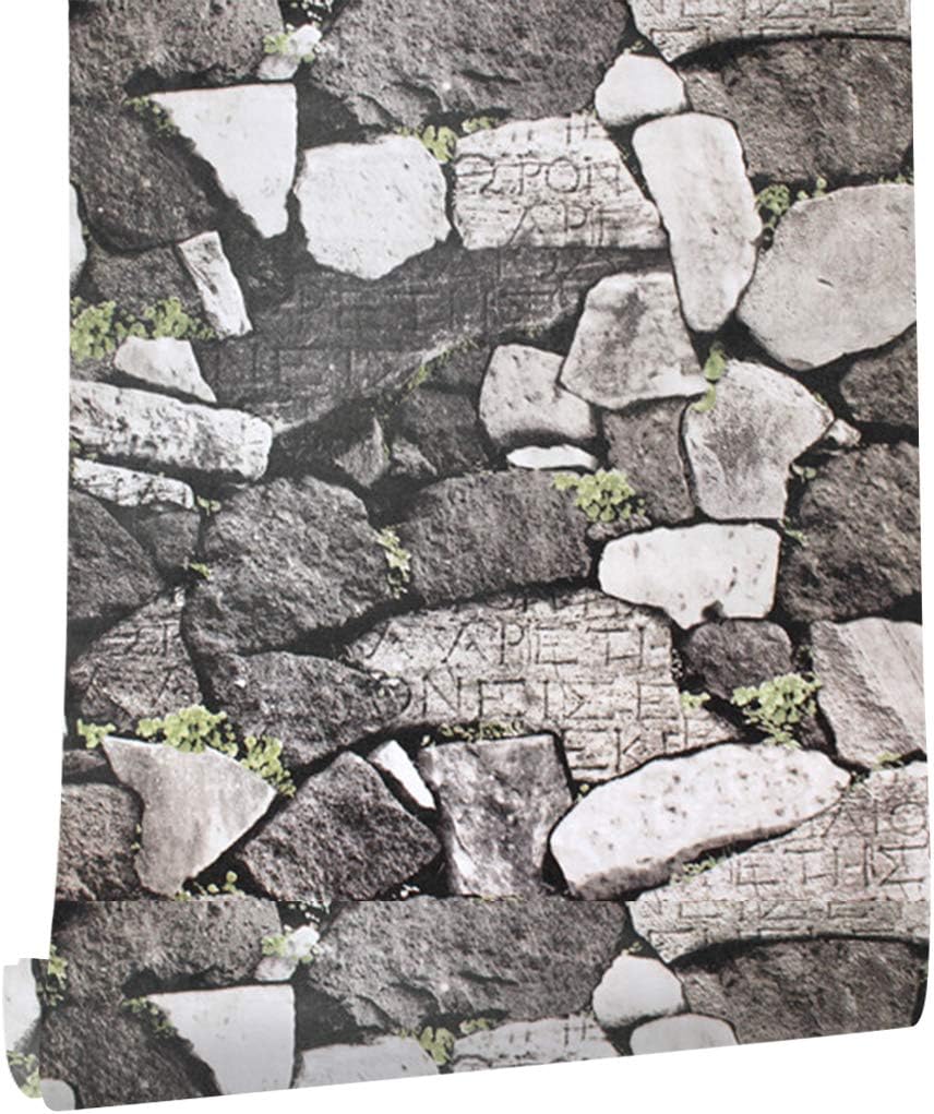 HaokHome 620521 Faux Rock Stone Peel and Stick Wallpaper Gray/Green