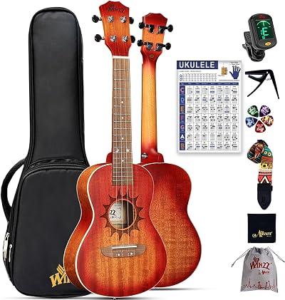 Winzz 23 inch Ukulele Concert for Adults Beginners Mahogany Body Matte Sunburst
