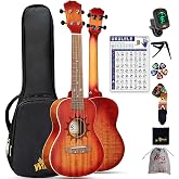 Winzz Concert Ukulele Adults Beginner, 23 Inch Mahogany Ukelele Students Kit with Chord Chart and Capo, Unique Design Gifts