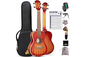 Winzz Concert Ukulele Adults Beginner, 23 Inch Mahogany Ukelele Students Kit with Chord Chart and Capo, Unique Design Gifts