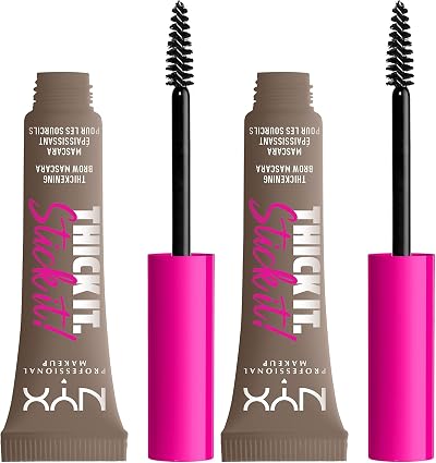 NYX Thick It. Stick It! Brow Mascara Taupe Pack of 2 - 16hr Wear Vegan