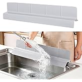 Sink Splash Guard with Suction Cups, 23", Silicone Water Guard for Kitchen & Bathroom, Faucet & Countertop Protector, Easy Install, Dishwasher Safe