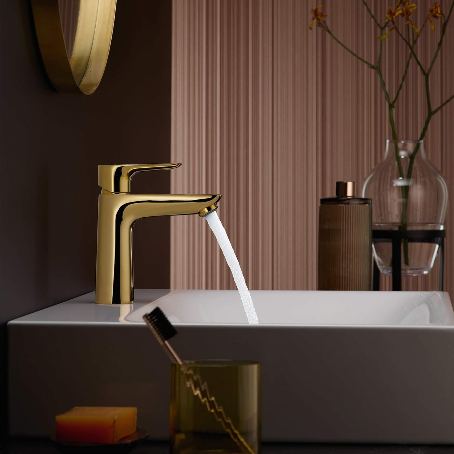 Hansgrohe Talis E Single Lever Basin Mixer 110 With Pop-Up Waste, Polished Gold-Optic, 71710990, Polished Gold Optic - Image 4