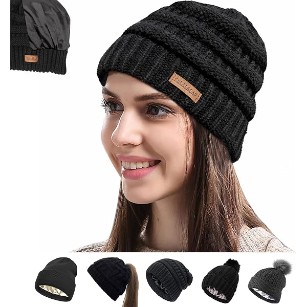 XRDSS Satin Lined Slouchy Beanie - Cable Knit Winter Hat For Women & Men, Warm Acrylic With Silk Lining (Green) - View #3