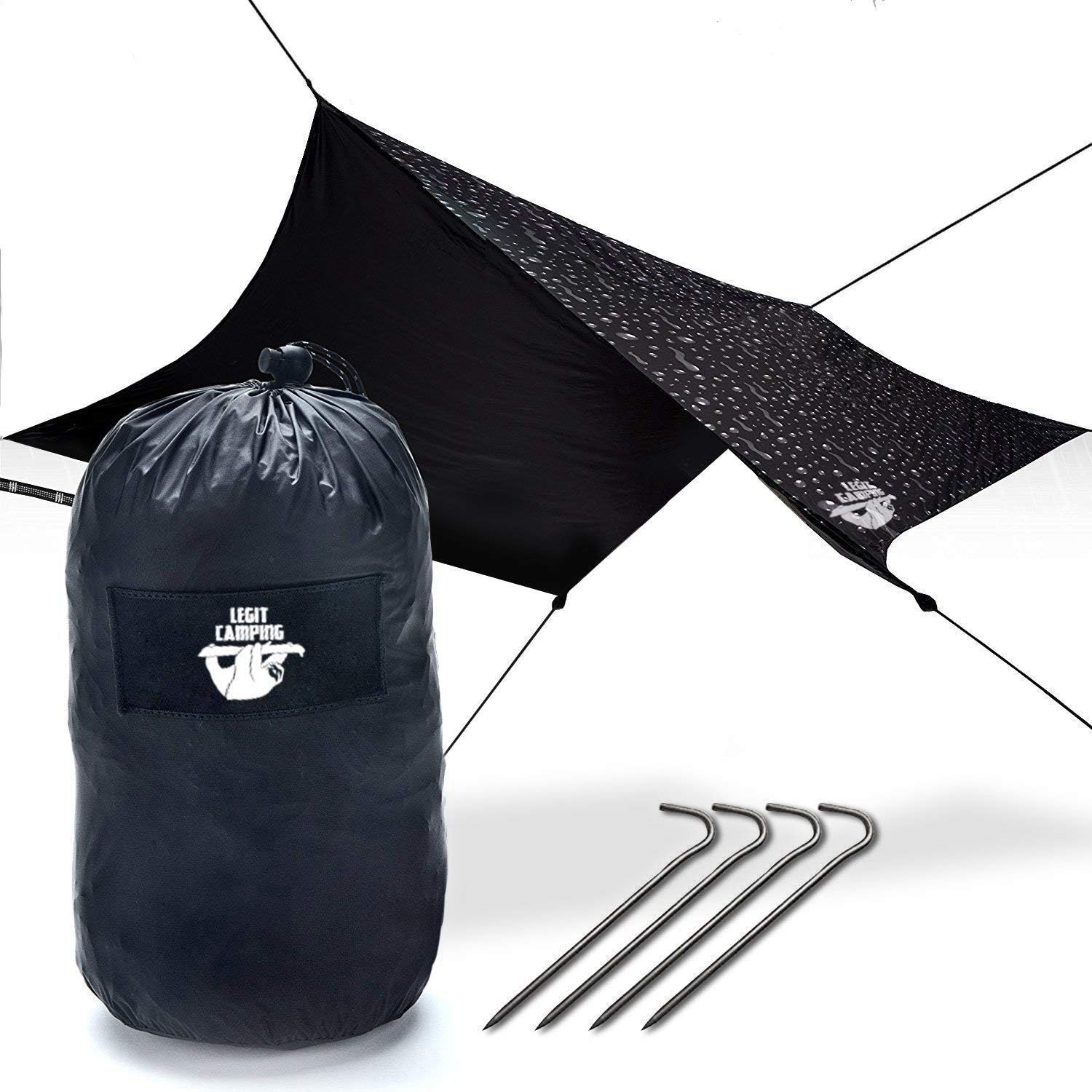 Legit Camping Rain Fly Camping Tarp Extra Large Hammock Tarp Hammock Tent Fits Double Hammocks - Adventure in Any Weather - Great for Backpacking, Traveling, Hiking - XL 10’ - Durable, Easy Set Up