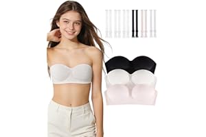 Due Felice Girls Strapless Bra Teens Bandeau Bras 10-12 12-14 14-16 Clear Straps Wireless Kids Tube Top Seamless Training Bra
