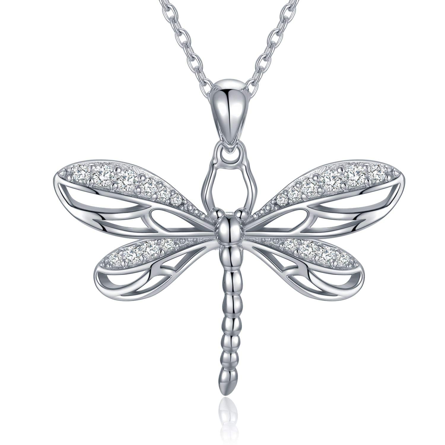 HARMONY BOLA 925 Sterling Silver Dragonfly Necklace Dragonfly Gifts for Women Lovers Girls Dragonfly Pendant Jewellery, Sterling Silver