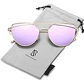 SOJOS Cat Eye Sunglasses for Women Fashion Designer Style Mirrored Lenses SJ1001