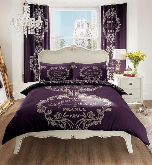 Dark Purple Bumper Bed Packs Includes Duvet Set Sheet Curtains