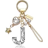 Initial Letter Keychain Gift for Women Girls Bling Cute Backpack Car Key Cup Heart Charms Accessories