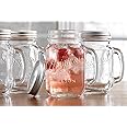 Mason Jar 16 Oz. Glass Mugs with Handle and Lid Set Of 4 - Home Essentials & Beyond - Old Fashioned Drinking Glass Bottles Or
