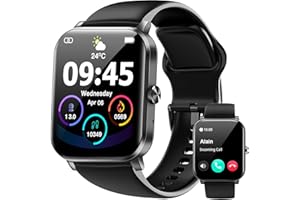 QONBINK Smart Watch, 1.85"HD Smartwatches for Men Women, (Answer/Make Calls), Fitness Tracker with 100+ Sport Modes, IP68 Waterproof Fitness Watch, Heart Rate/Sleep Monitor, SpO2, Smartwatch for Android iOS