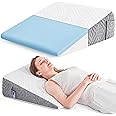 Bed Wedge Pillow with Memory Foam Top - 7.5" Triangle Pillow Wedge for Post Surgery, Elevated Body Pillow for Sleeping, Back Support, Acid Reflux, Leg, Neck Pain, Snoring with Removable Washable Cover