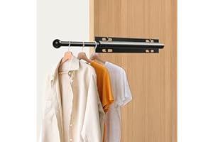 Luvenia Valet Rod For Closet Pull Out Closet Valet Rod Slide Out Adjustable 12in Heavy Duty Stainless Steel Closet Rods For Hanging Clothes Laundry Room, Bedroom, Bathroom(Black)