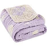 HardNok 6-Layer Muslin Baby Blanket Made with Organic Cotton - Serene Ocean Life & Sea Wonders Theme,Swaddle & Crib Quilt, 43" x 43",Lavender Ocean