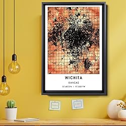 Wichita Map Poster, Kansas Map Art Poster, Map