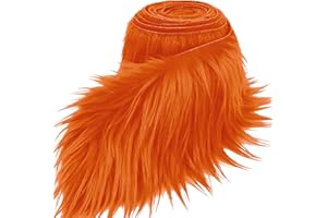 ADLBBKIY Orange 2x60Inch Faux Fur Shaggy Plush Faux Fur, Fabric Precut Strips Fluffy Fuzzy Faux Fur, Craft Beard Hair, Beard Miniature Dolls Rugs Mats Gift, Winter Halloween Christmas Costume Party Decor
