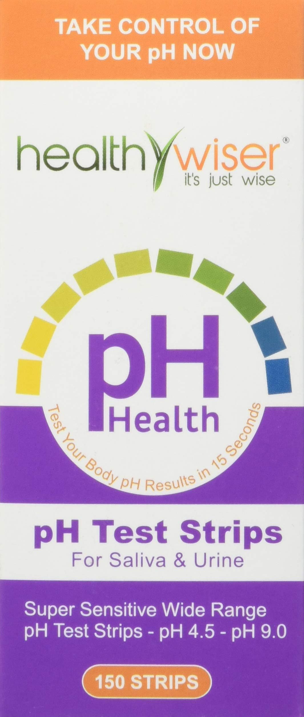 HealthyWiser Ph Test Strips, Accurate Results in 15 Seconds + Alkaline Food Chart PDF + 21 Alkaline Recipes eBook - 150ct Per Barrel