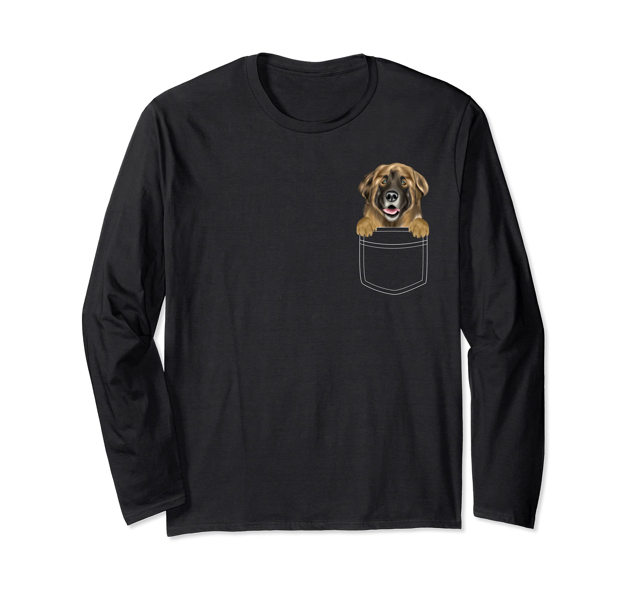 Leonberger Dog In Pocket Funny Dog Lover Long Sleeve T-Shirt