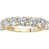 Palm Beach Jewelry 14K Yellow Gold over Sterling Silver Round Cubic Zirconia Wedding Band Ring