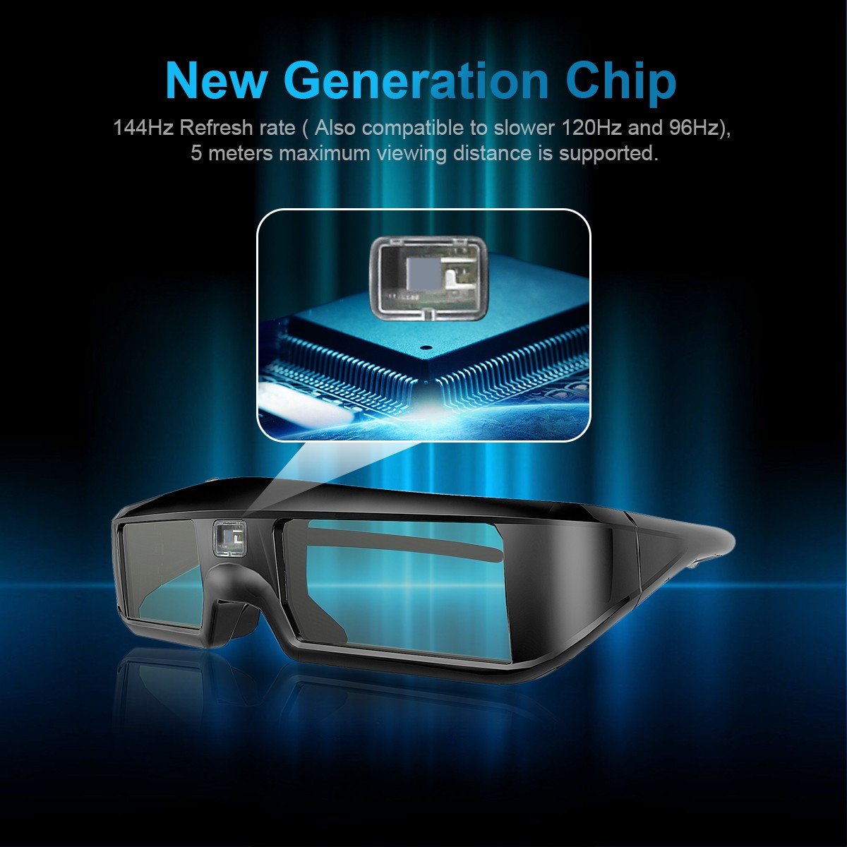 Exquizon 2 Packs Ultra-Clear HD 96-144Hz DLP LINK 3D Active Rechargeable Shutter Glasses for All 3D DLP Projectors BenQ, Optoma, Dell, Mitsubishi, Samsung, Acer, Vivitek, NEC, Sharp, ViewSonic & Endle